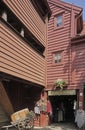 A wooden building in Bryggen, Bergen, Norway. Bryggen is the site of the original settlement of Bergen, and the cityÃ¢â¬â¢s best- Royalty Free Stock Photo